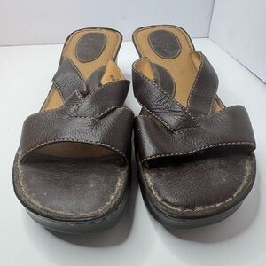 B.O.C Brown Leather Slide Sandals Size 8/39